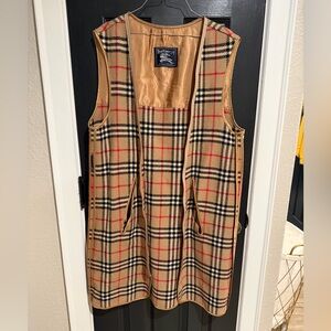 VTG Burberry Nova Check Wool Coat Liner Beige and Red Checkered